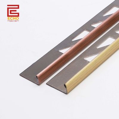 Or rose 12,5 mm bord de carreaux décoration de carreaux de cuivre brossé droit décoration