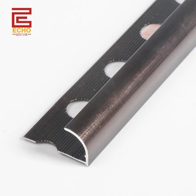 Carreaux muraux bruns foncés bordure bande de finition en aluminium bordure ronde carreaux garniture 2,5m