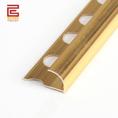 Décoratif Polie en or Arrondi carreaux d'aluminium Trim 12 mm Pour les coins de finition